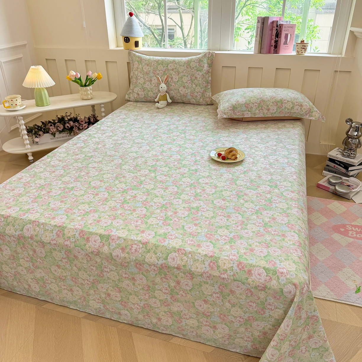 91家纺网 家纺一手货源 找家纺 壹贝家纺 2025新款小清新全棉纯棉印花系列-单床单 玫瑰的故事