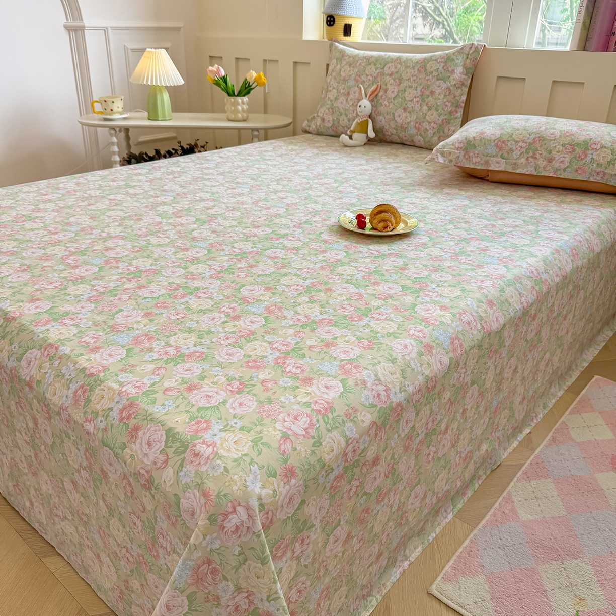 91家纺网 家纺一手货源 找家纺 壹贝家纺 2025新款小清新全棉纯棉印花系列-单床单 玫瑰的故事