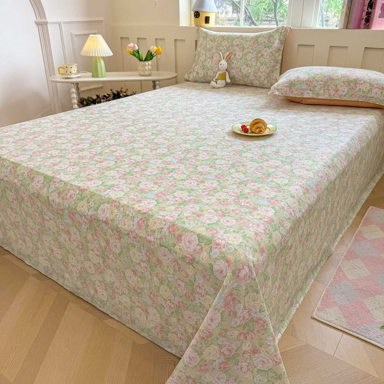 91家纺网 家纺一手货源 找家纺 壹贝家纺 2025新款小清新全棉纯棉印花系列-单床单 玫瑰的故事