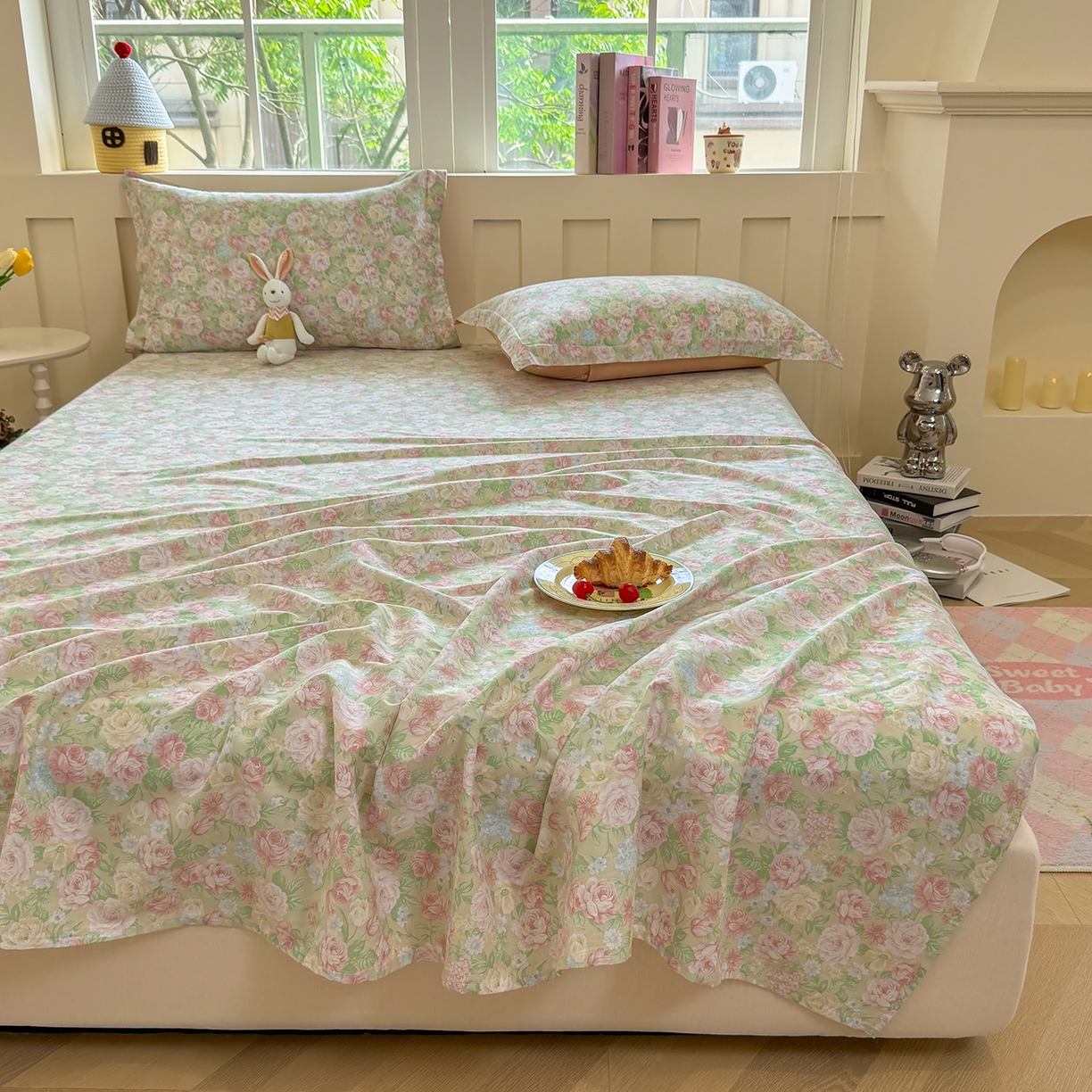 91家纺网 家纺一手货源 找家纺 壹贝家纺 2025新款小清新全棉纯棉印花系列-单床单 玫瑰的故事