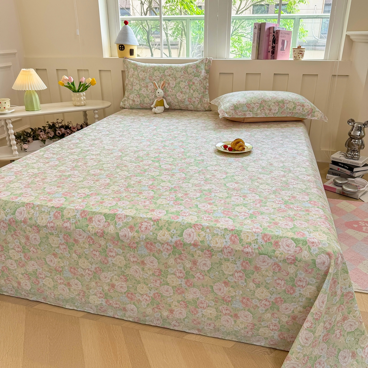 91家纺网 家纺一手货源 找家纺 壹贝家纺 2025新款小清新全棉纯棉印花系列-单床单 玫瑰的故事