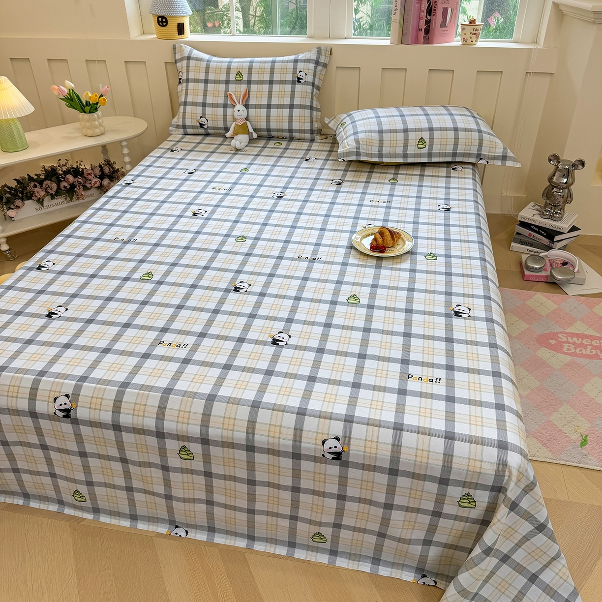 91家纺网 家纺一手货源 找家纺 壹贝家纺 2025新款小清新全棉纯棉印花系列-单床单 竹林物语