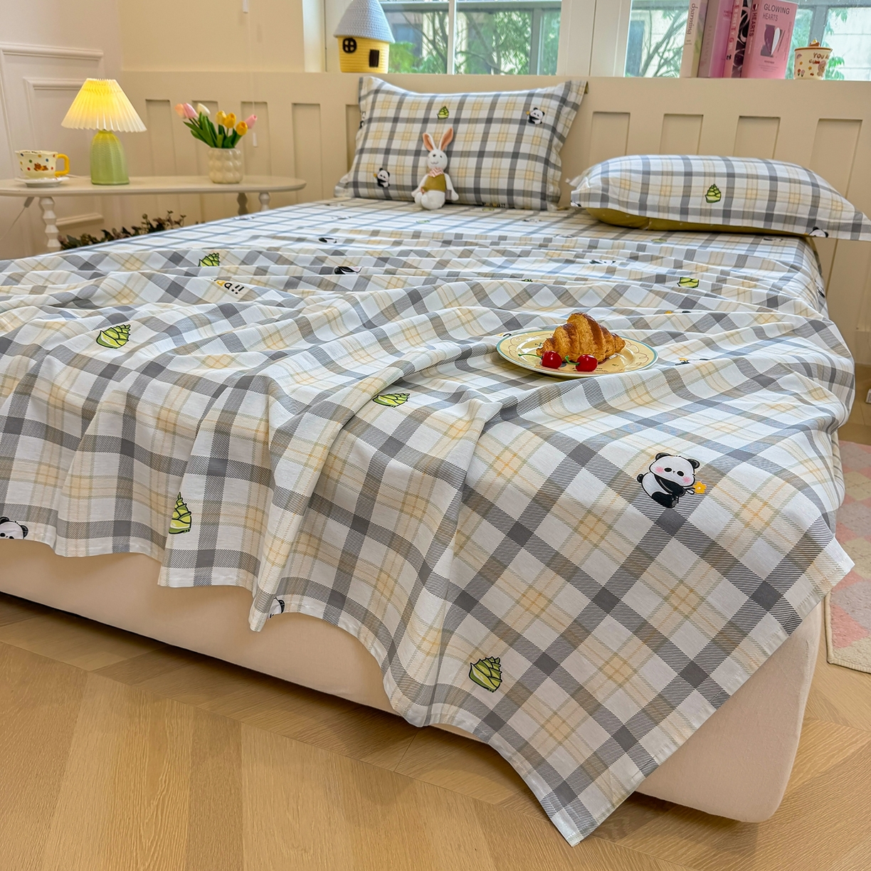 91家纺网 家纺一手货源 找家纺 壹贝家纺 2025新款小清新全棉纯棉印花系列-单床单 竹林物语