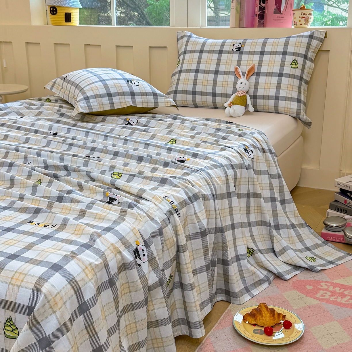 91家纺网 家纺一手货源 找家纺 壹贝家纺 2025新款小清新全棉纯棉印花系列-单床单 竹林物语