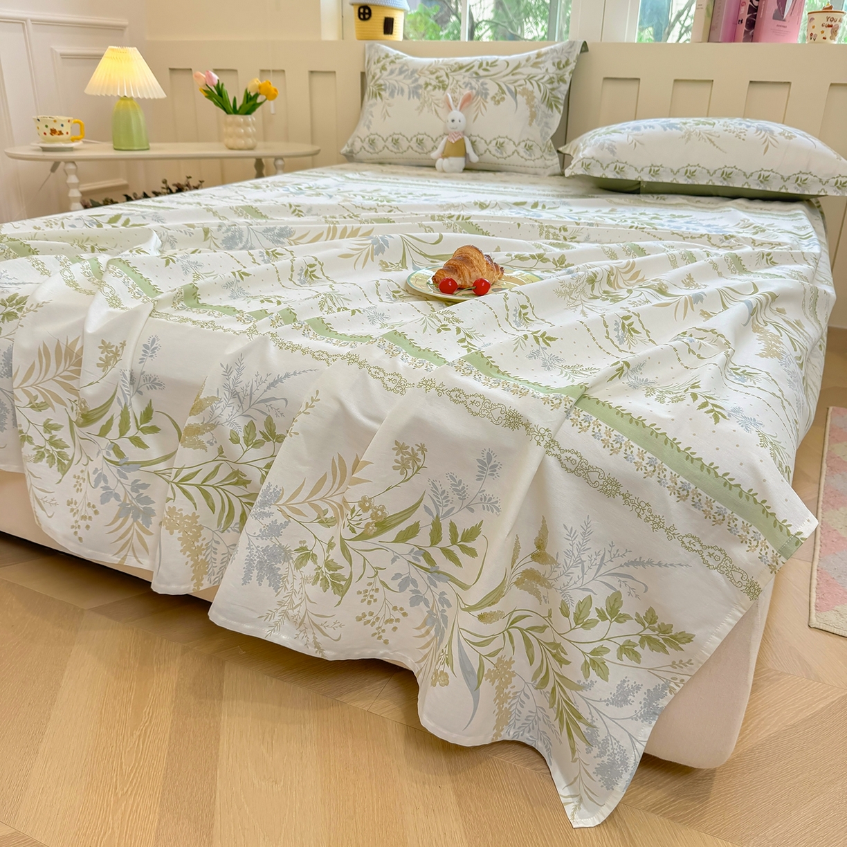 91家纺网 家纺一手货源 找家纺 壹贝家纺 2025新款小清新全棉纯棉印花系列-单床单 沐雅清风