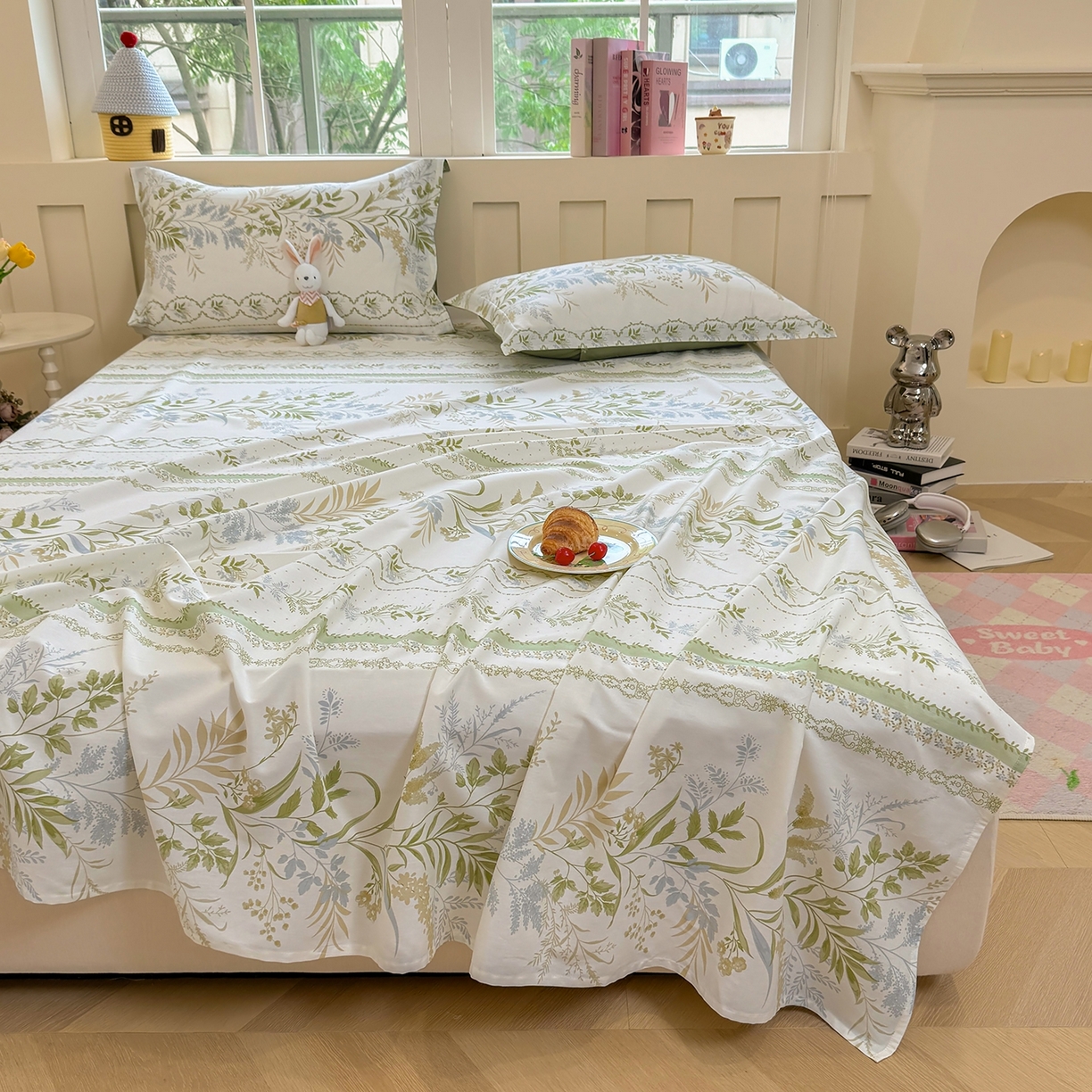 91家纺网 家纺一手货源 找家纺 壹贝家纺 2025新款小清新全棉纯棉印花系列-单床单 沐雅清风