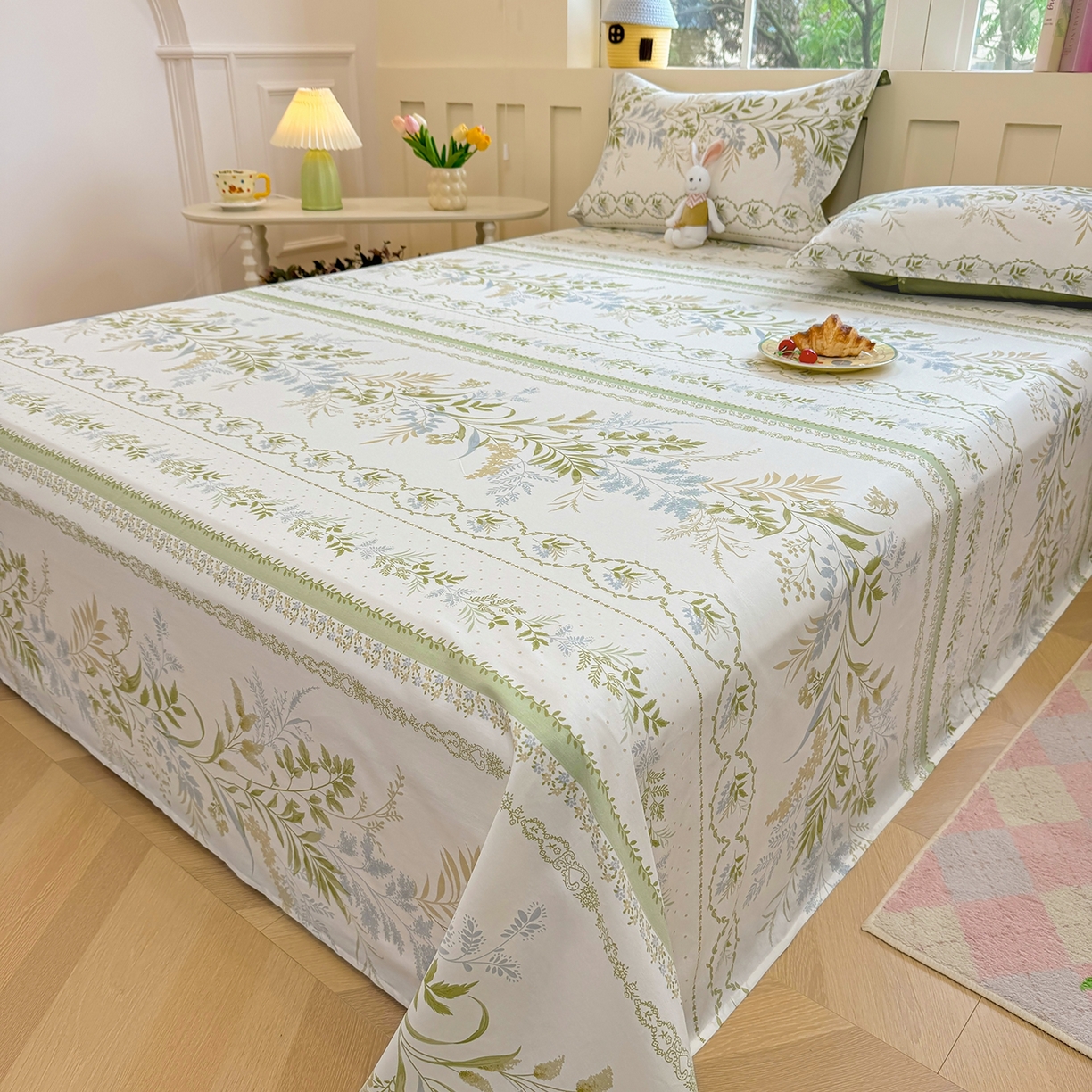 91家纺网 家纺一手货源 找家纺 壹贝家纺 2025新款小清新全棉纯棉印花系列-单床单 沐雅清风