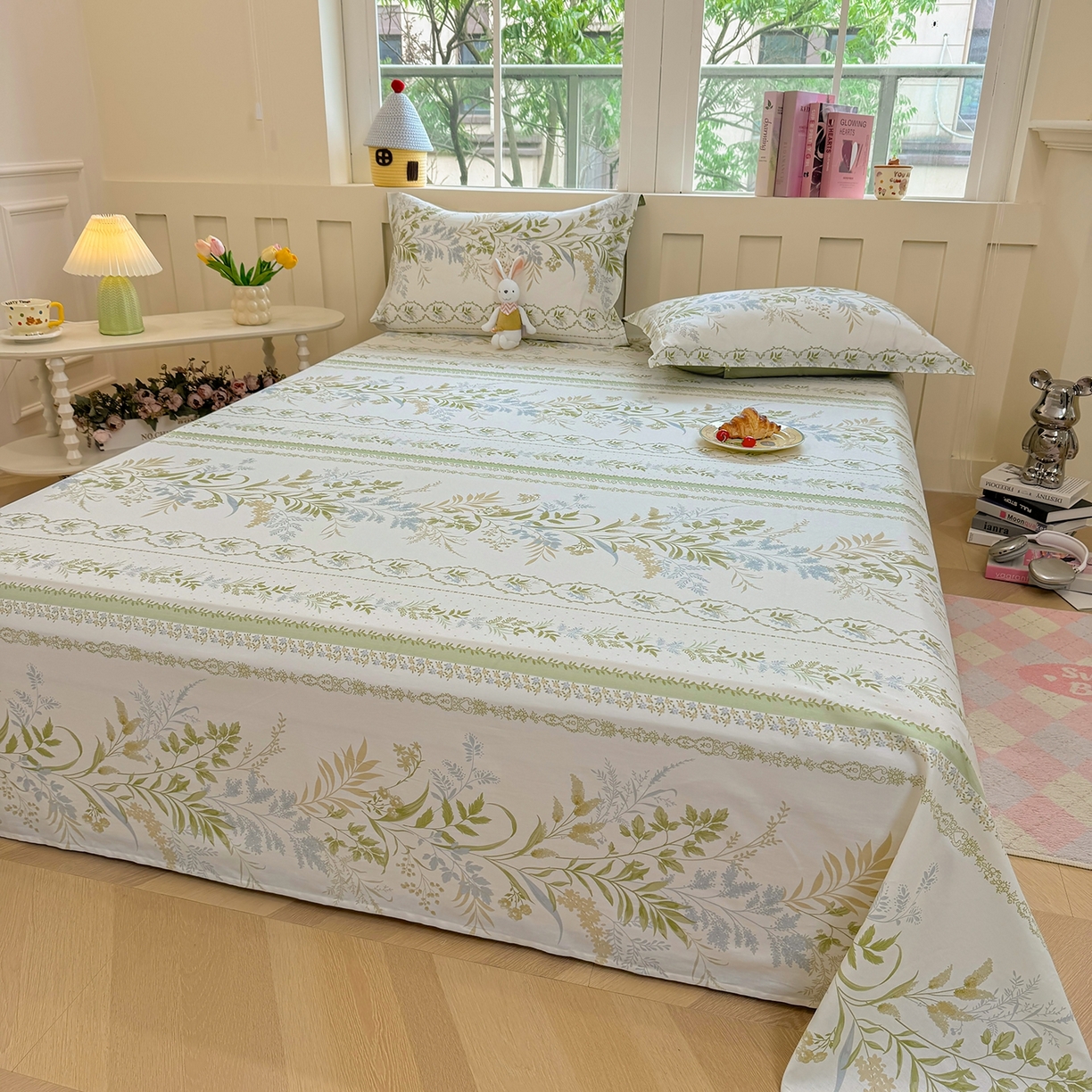 91家纺网 家纺一手货源 找家纺 壹贝家纺 2025新款小清新全棉纯棉印花系列-单床单 沐雅清风