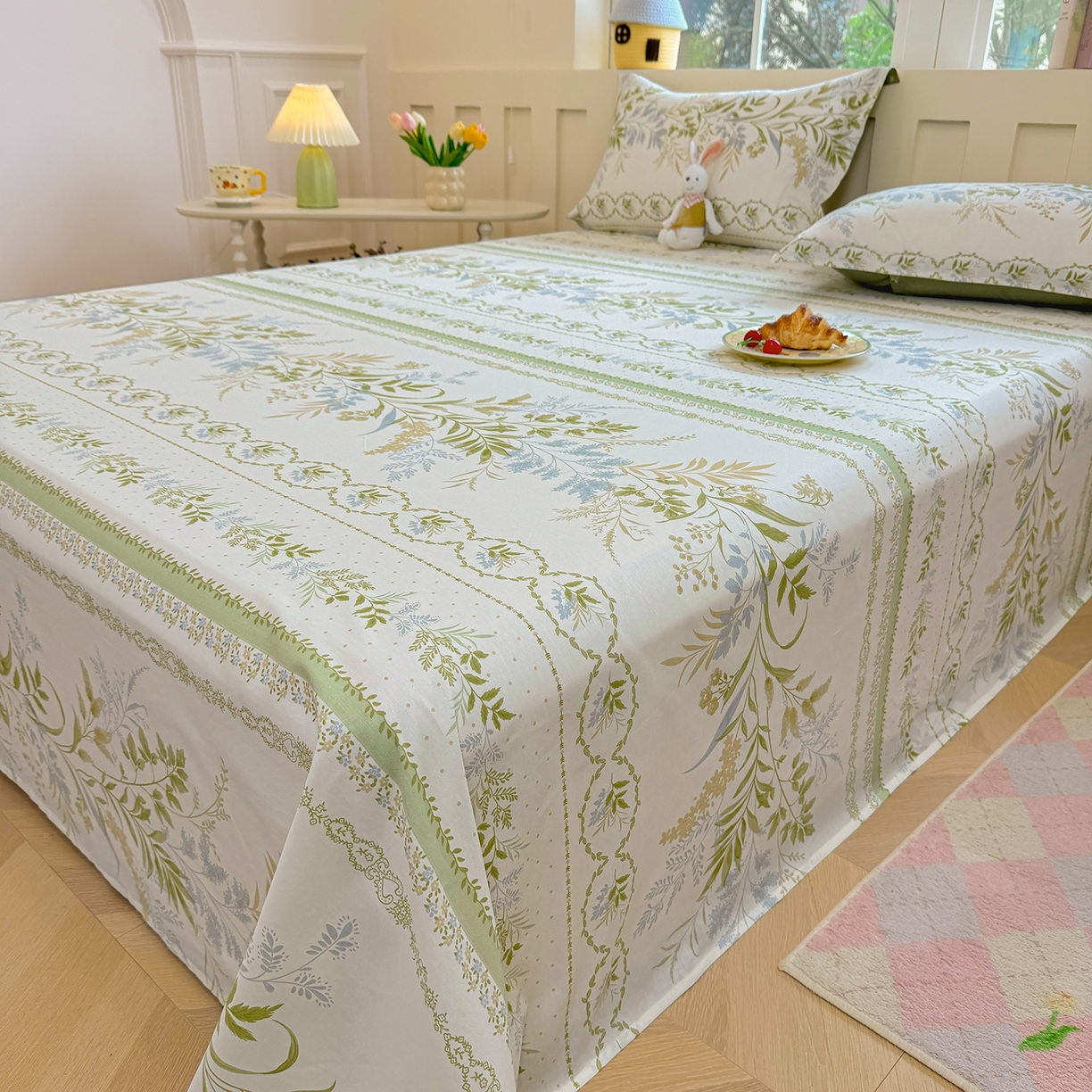 91家纺网 家纺一手货源 找家纺 壹贝家纺 2025新款小清新全棉纯棉印花系列-单床单 沐雅清风