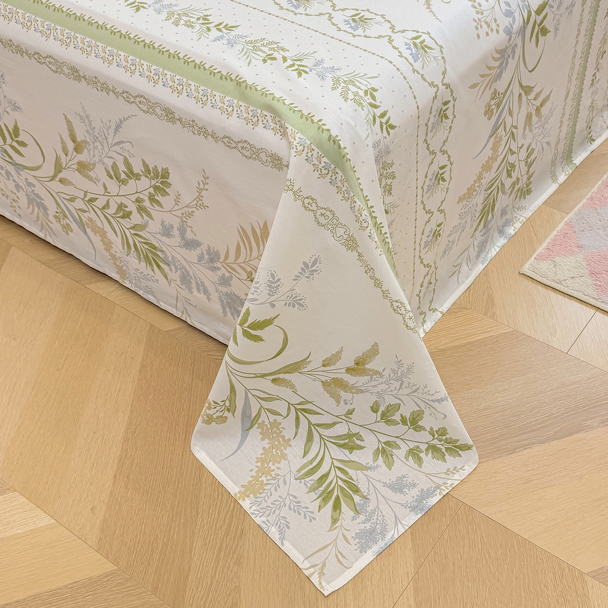 91家纺网 家纺一手货源 找家纺 壹贝家纺 2025新款小清新全棉纯棉印花系列-单床单 沐雅清风