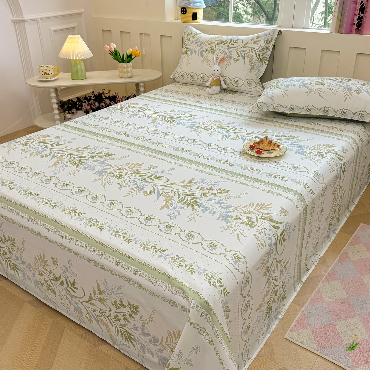 91家纺网 家纺一手货源 找家纺 壹贝家纺 2025新款小清新全棉纯棉印花系列-单床单 沐雅清风