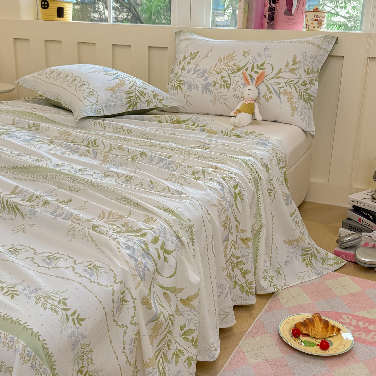 91家纺网 家纺一手货源 找家纺 壹贝家纺 2025新款小清新全棉纯棉印花系列-单床单 沐雅清风