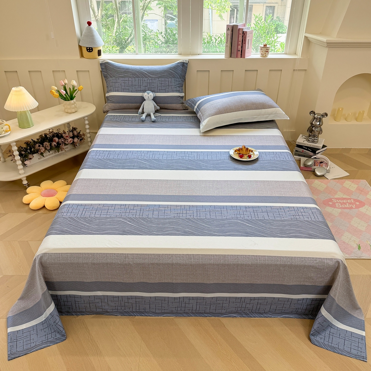 壹贝家纺 2025新款小清新全棉纯棉印花系列-单床单 布兰卡