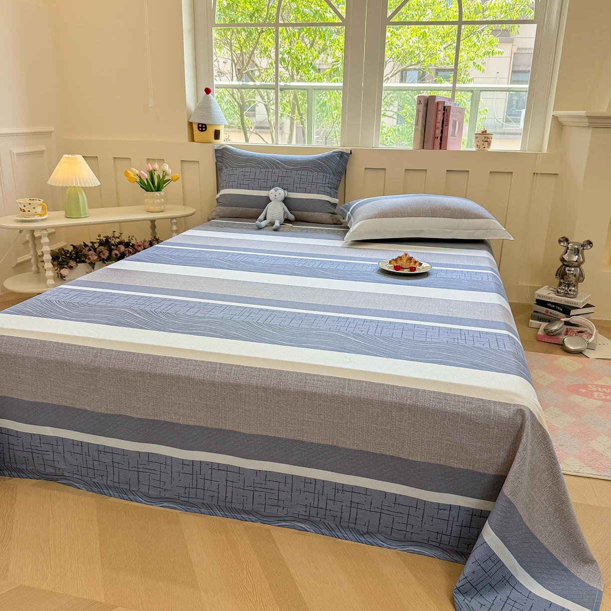 91家纺网 家纺一手货源 找家纺 壹贝家纺 2025新款小清新全棉纯棉印花系列-单床单 布兰卡