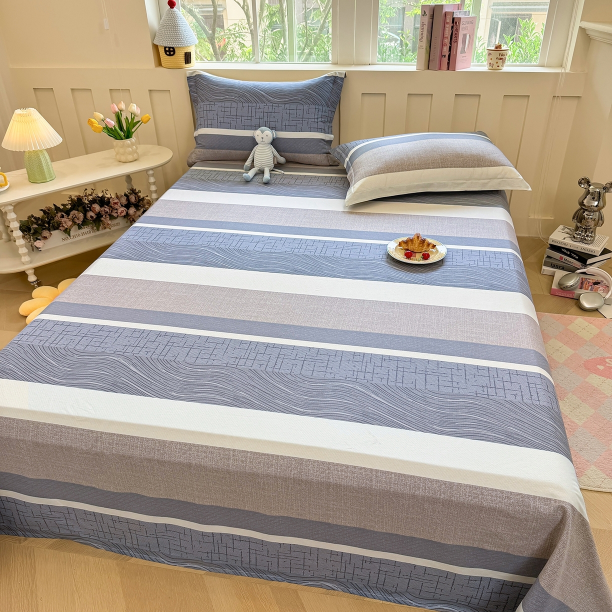 91家纺网 家纺一手货源 找家纺 壹贝家纺 2025新款小清新全棉纯棉印花系列-单床单 布兰卡