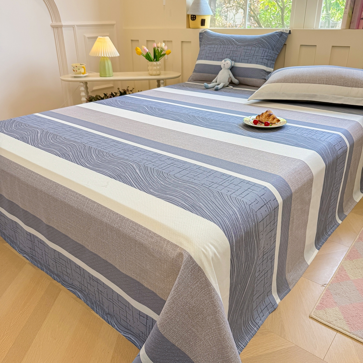 91家纺网 家纺一手货源 找家纺 壹贝家纺 2025新款小清新全棉纯棉印花系列-单床单 布兰卡