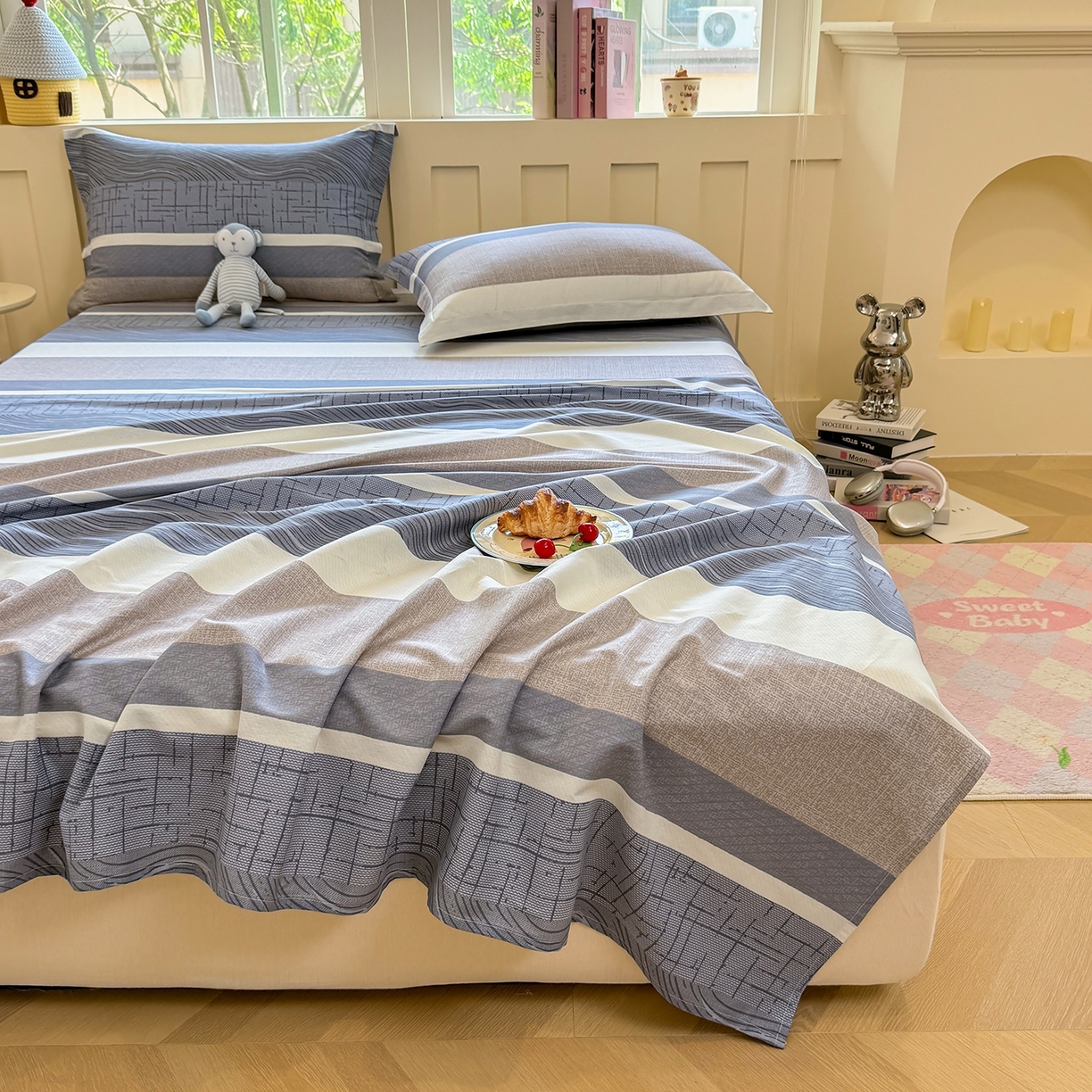 91家纺网 家纺一手货源 找家纺 壹贝家纺 2025新款小清新全棉纯棉印花系列-单床单 布兰卡