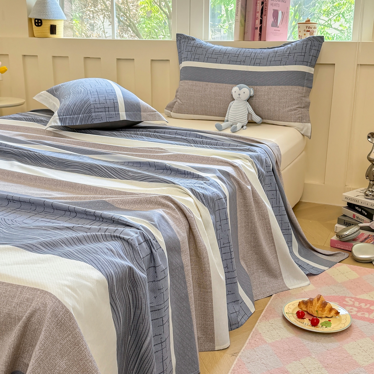 91家纺网 家纺一手货源 找家纺 壹贝家纺 2025新款小清新全棉纯棉印花系列-单床单 布兰卡