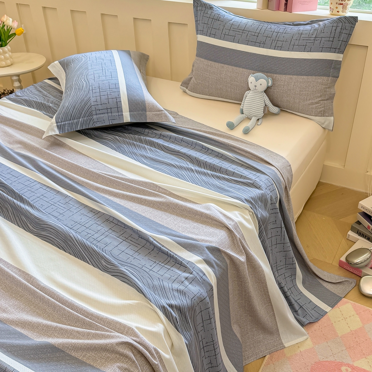 91家纺网 家纺一手货源 找家纺 壹贝家纺 2025新款小清新全棉纯棉印花系列-单床单 布兰卡