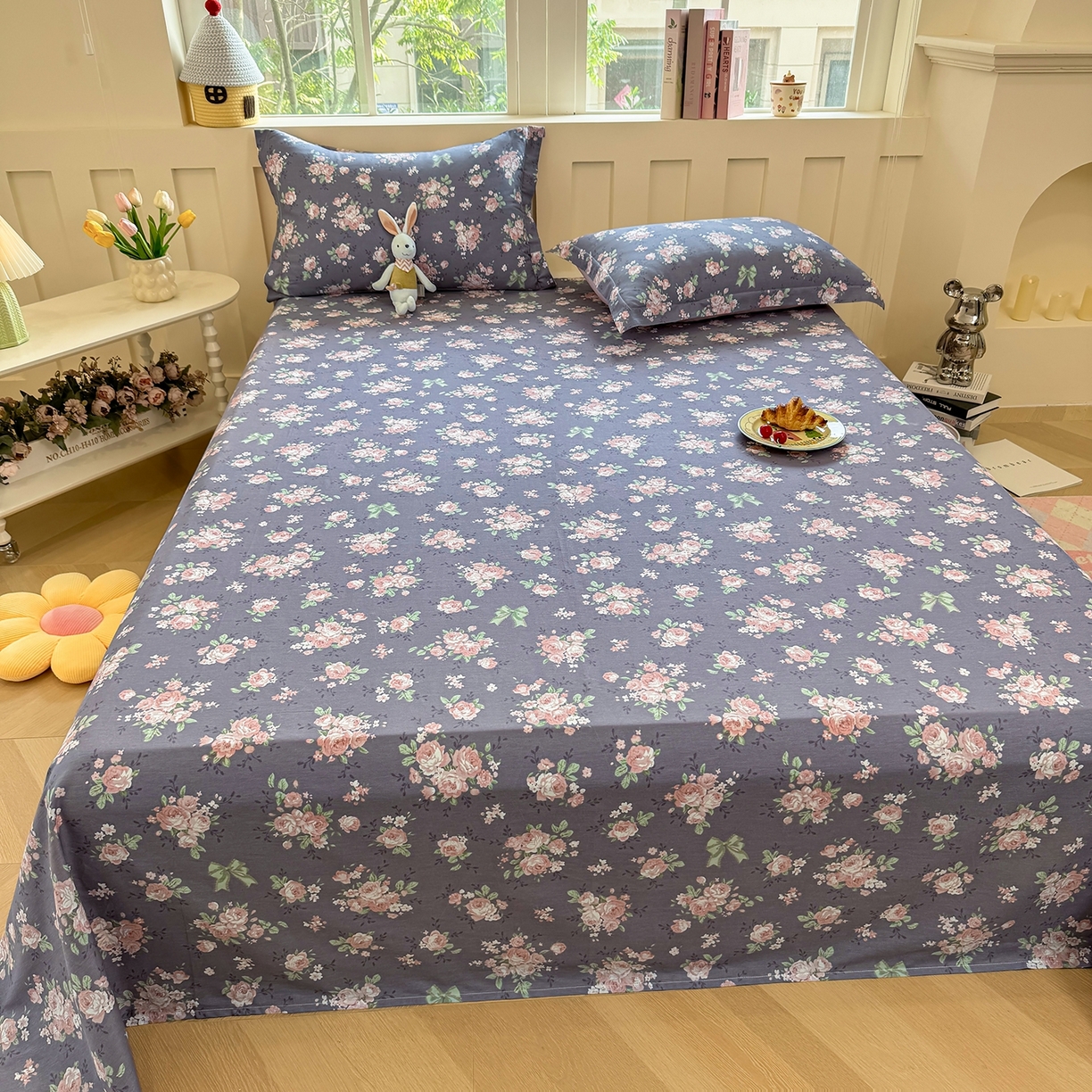 91家纺网 家纺一手货源 找家纺 壹贝家纺 2025新款小清新全棉纯棉印花系列-单床单 繁花