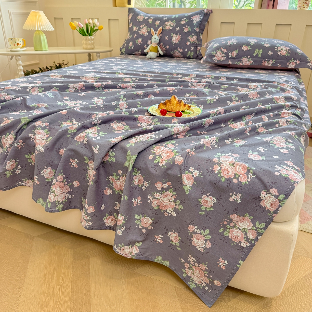 91家纺网 家纺一手货源 找家纺 壹贝家纺 2025新款小清新全棉纯棉印花系列-单床单 繁花