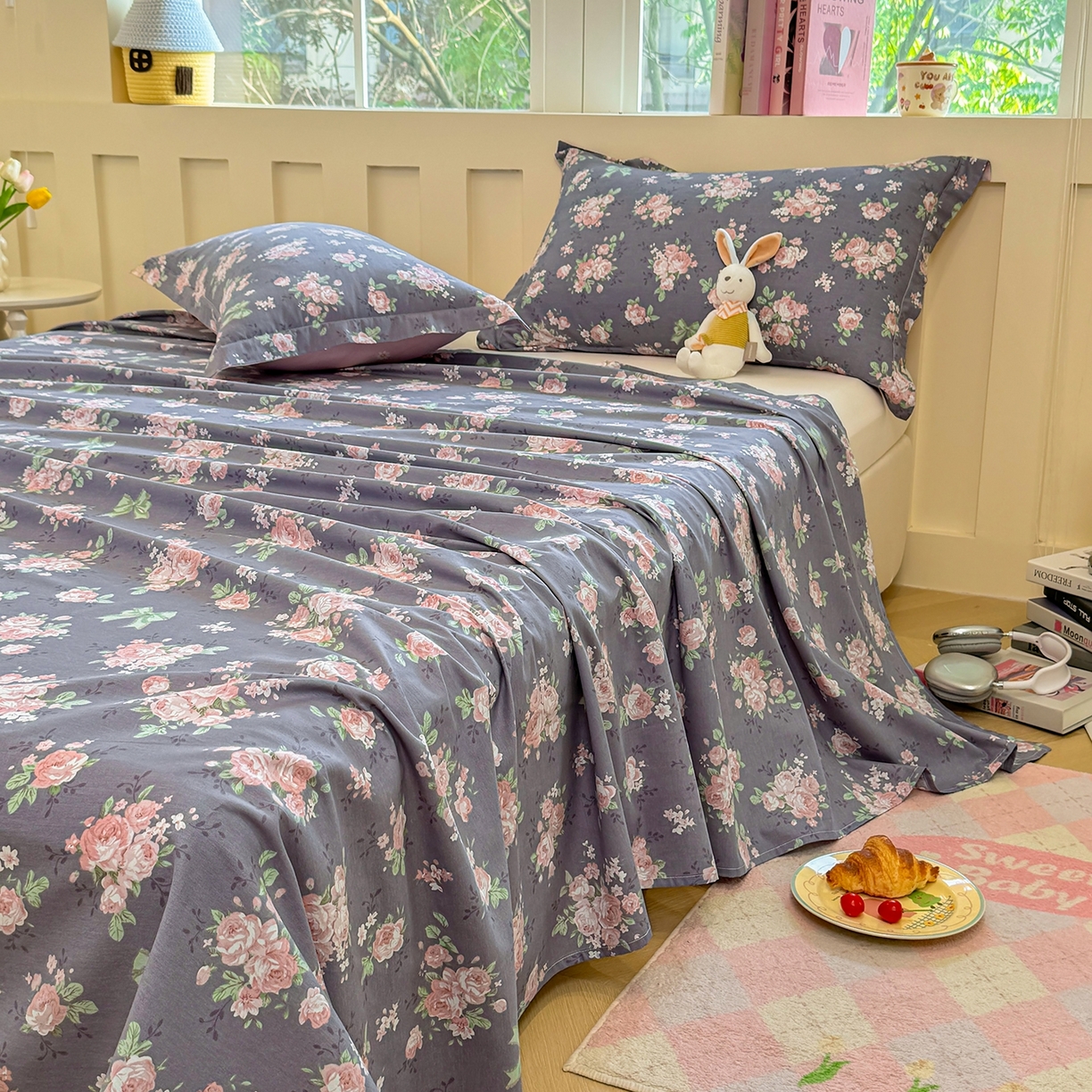 91家纺网 家纺一手货源 找家纺 壹贝家纺 2025新款小清新全棉纯棉印花系列-单床单 繁花