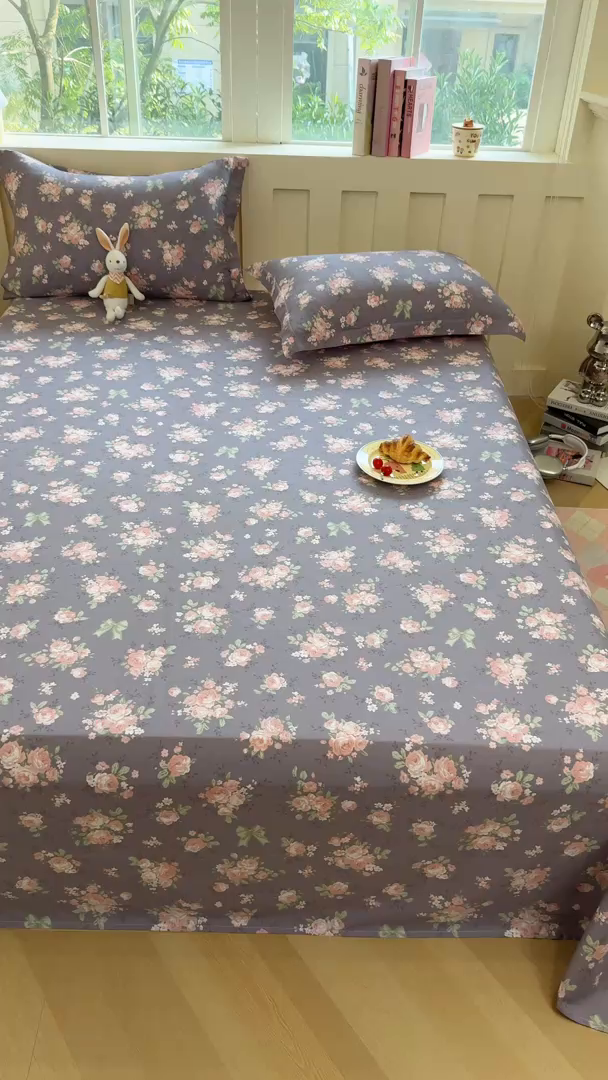 91家纺网 家纺一手货源 找家纺 壹贝家纺 2025新款小清新全棉纯棉印花系列-单床单 繁花