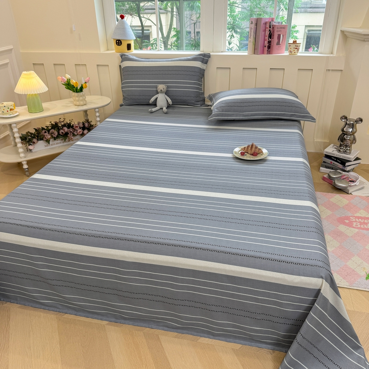 91家纺网 家纺一手货源 找家纺 壹贝家纺 2025新款小清新全棉纯棉印花系列-单床单 芬利