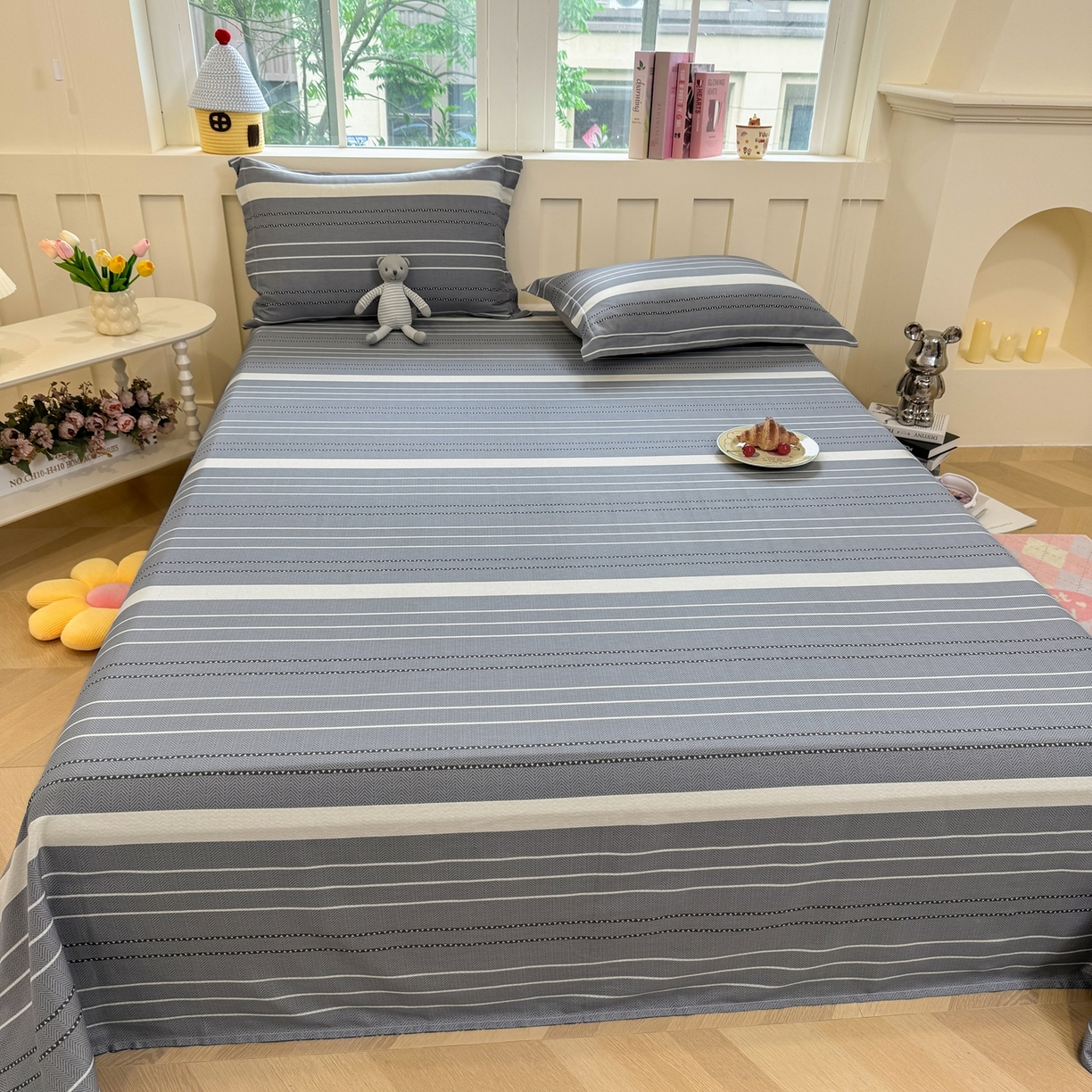 91家纺网 家纺一手货源 找家纺 壹贝家纺 2025新款小清新全棉纯棉印花系列-单床单 芬利