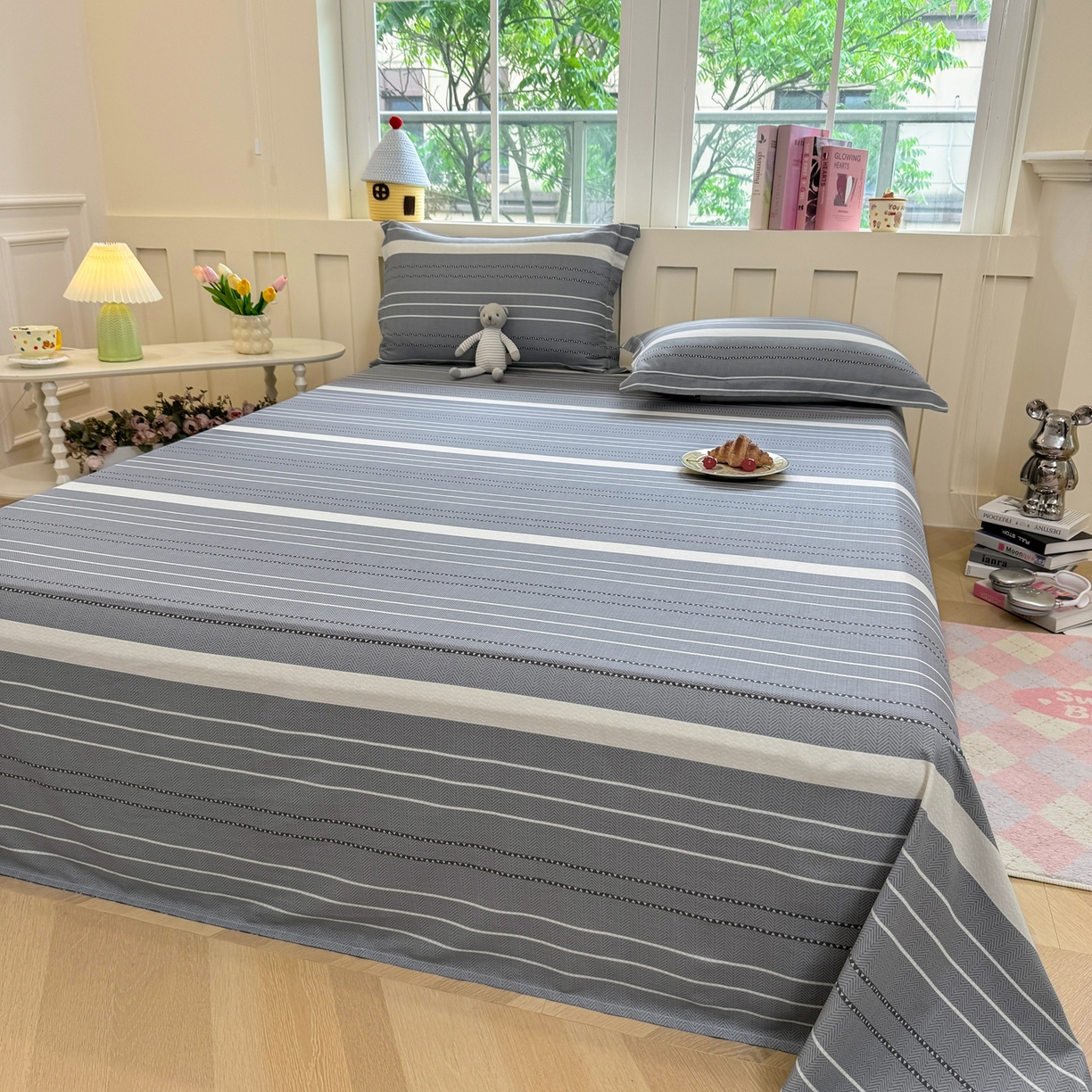 91家纺网 家纺一手货源 找家纺 壹贝家纺 2025新款小清新全棉纯棉印花系列-单床单 芬利