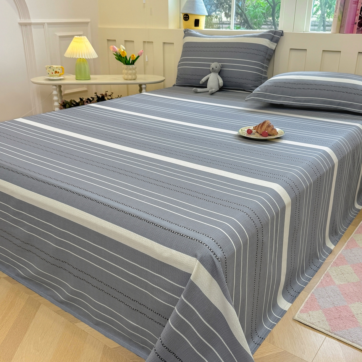 91家纺网 家纺一手货源 找家纺 壹贝家纺 2025新款小清新全棉纯棉印花系列-单床单 芬利