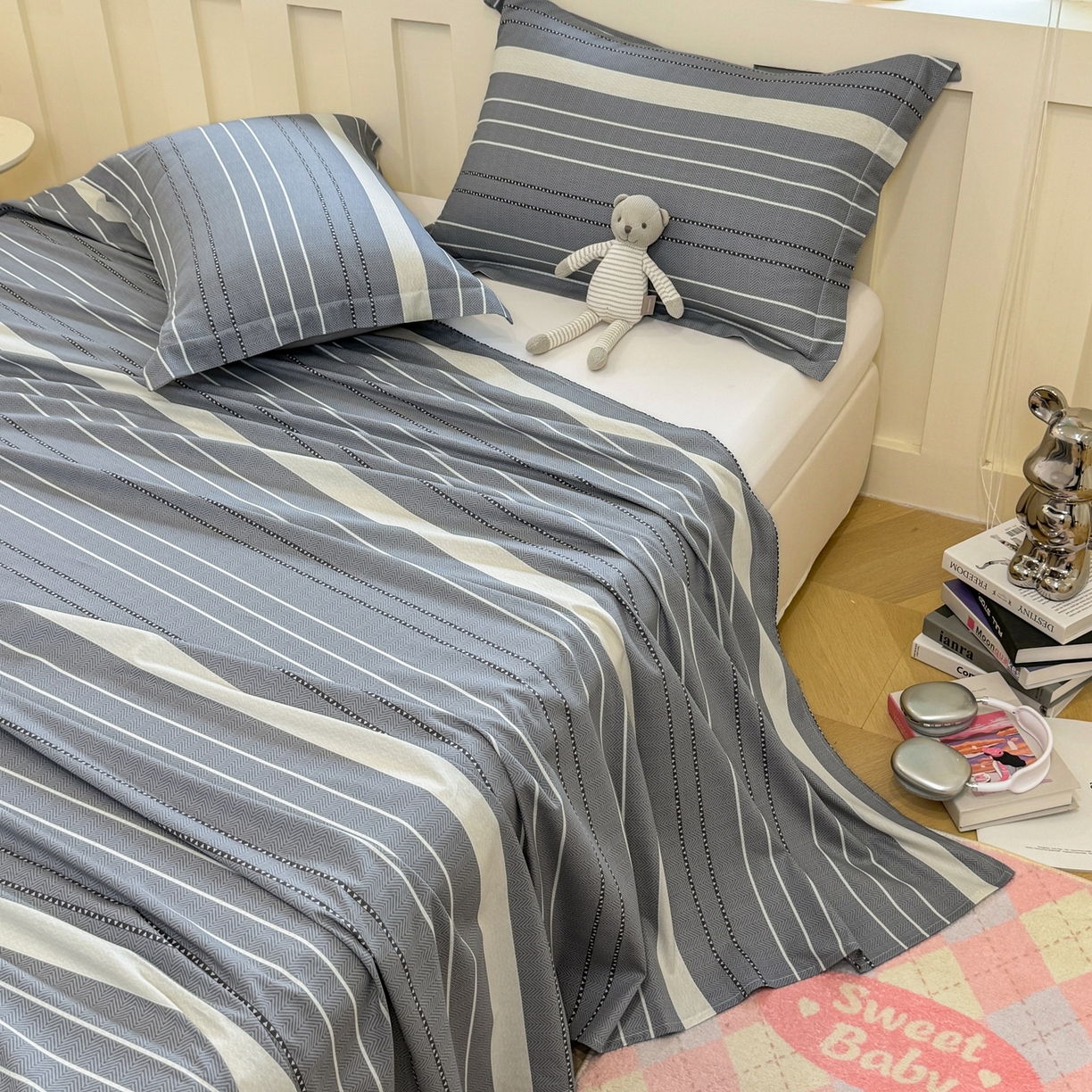 91家纺网 家纺一手货源 找家纺 壹贝家纺 2025新款小清新全棉纯棉印花系列-单床单 芬利