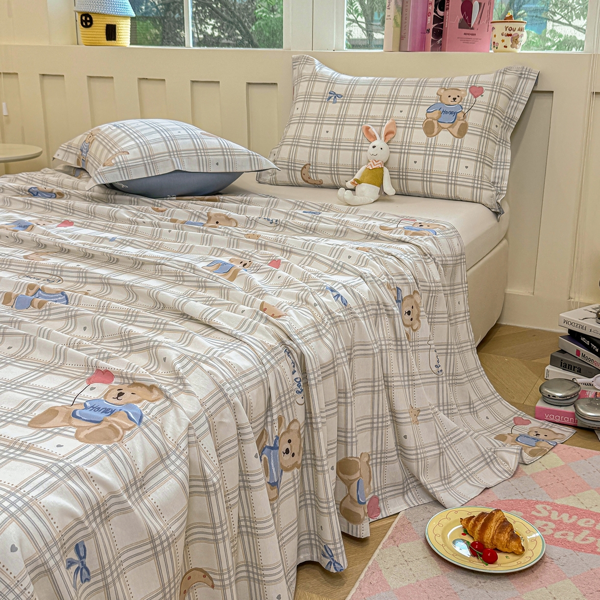 91家纺网 家纺一手货源 找家纺 壹贝家纺 2025新款小清新全棉纯棉印花系列-单床单 浮云初梦