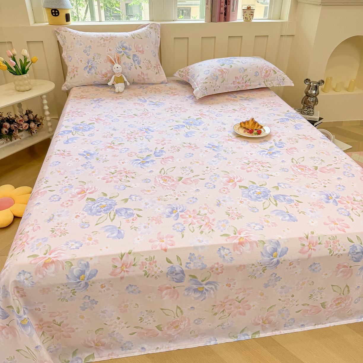 91家纺网 家纺一手货源 找家纺 壹贝家纺 2025新款小清新全棉纯棉印花系列-单床单(喷气工艺)(高品质)(花型持续更新)(接受各种预定尺寸) 浣溪沙