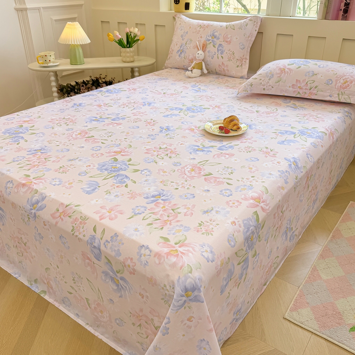 91家纺网 家纺一手货源 找家纺 壹贝家纺 2025新款小清新全棉纯棉印花系列-单床单(喷气工艺)(高品质)(花型持续更新)(接受各种预定尺寸) 浣溪沙