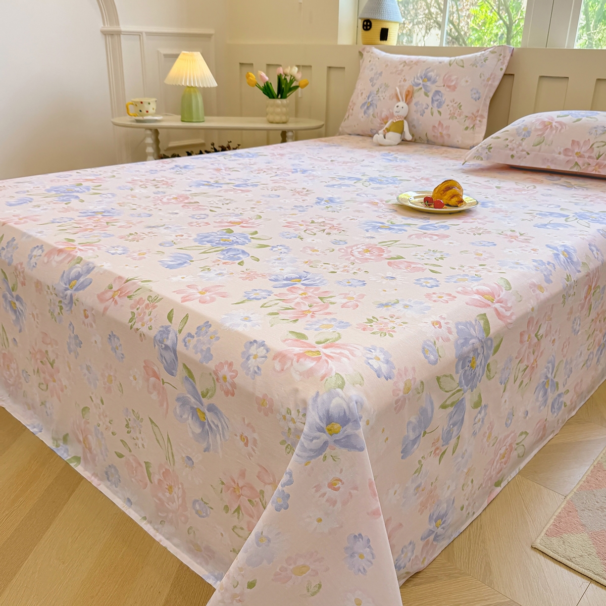 91家纺网 家纺一手货源 找家纺 壹贝家纺 2025新款小清新全棉纯棉印花系列-单床单(喷气工艺)(高品质)(花型持续更新)(接受各种预定尺寸) 浣溪沙