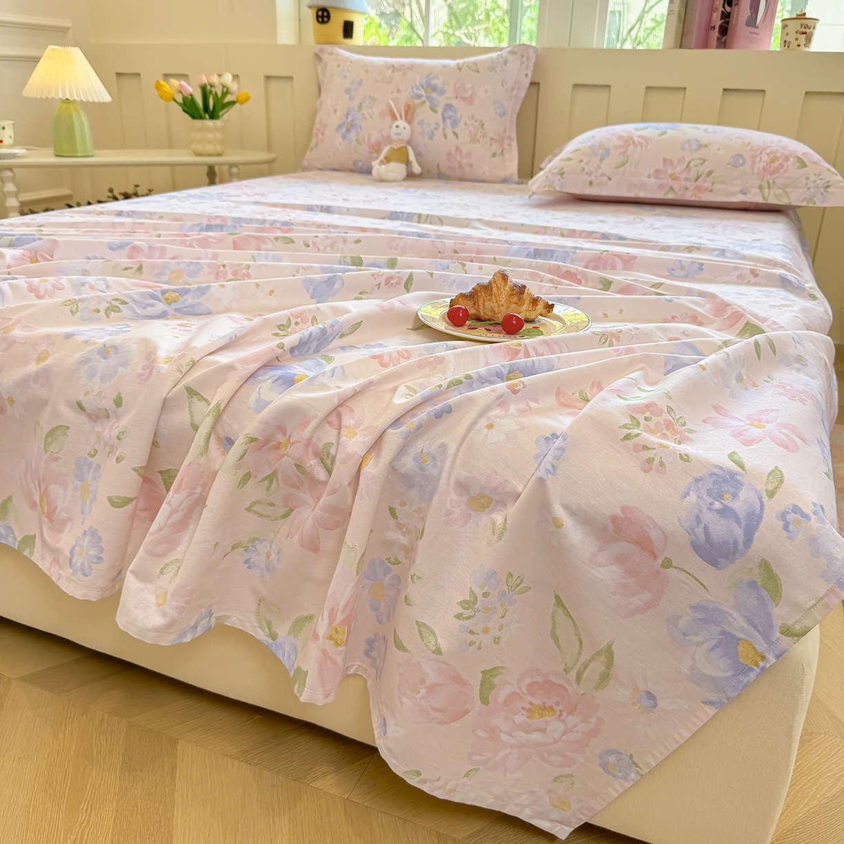 91家纺网 家纺一手货源 找家纺 壹贝家纺 2025新款小清新全棉纯棉印花系列-单床单(喷气工艺)(高品质)(花型持续更新)(接受各种预定尺寸) 浣溪沙