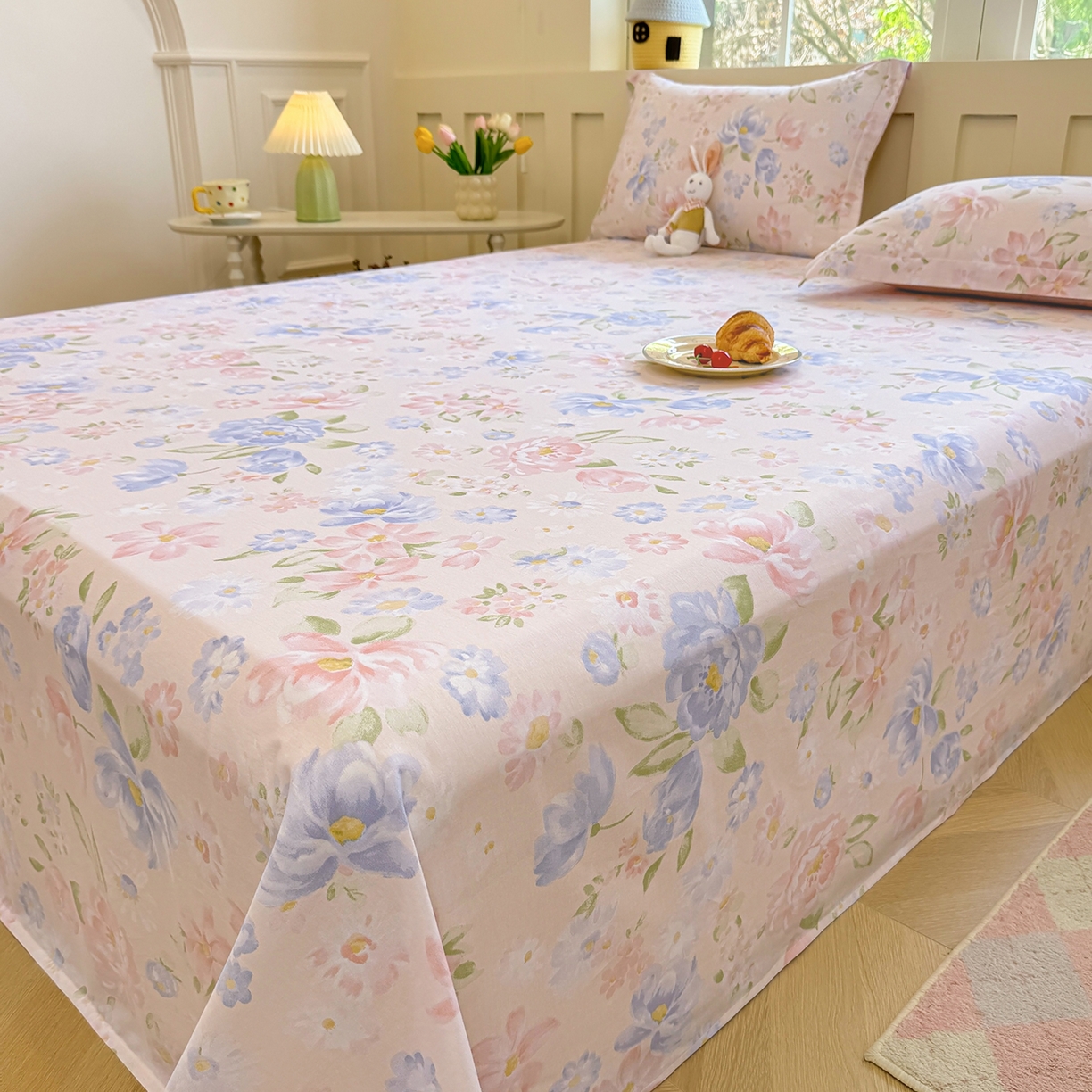 91家纺网 家纺一手货源 找家纺 壹贝家纺 2025新款小清新全棉纯棉印花系列-单床单(喷气工艺)(高品质)(花型持续更新)(接受各种预定尺寸) 浣溪沙