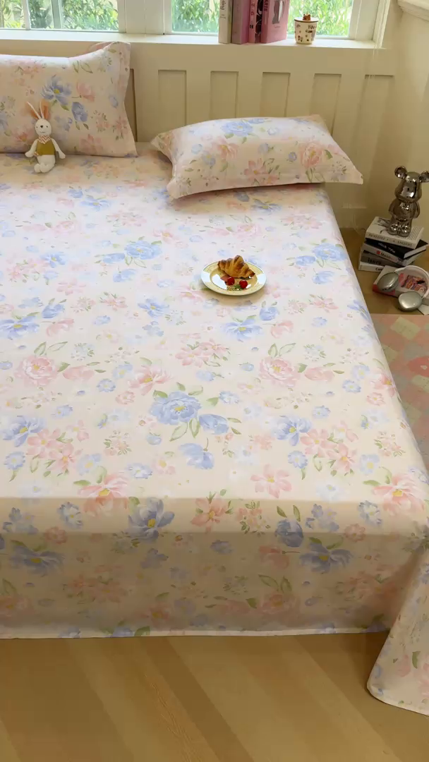 91家纺网 家纺一手货源 找家纺 壹贝家纺 2025新款小清新全棉纯棉印花系列-单床单(喷气工艺)(高品质)(花型持续更新)(接受各种预定尺寸) 浣溪沙