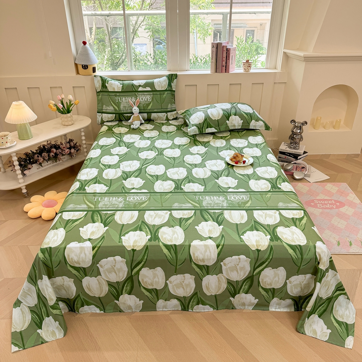 壹贝家纺 2025新款小清新全棉纯棉印花系列-单床单(喷气工艺)(高品质)(花型持续更新)(接受各种预定尺寸) 铃兰物语