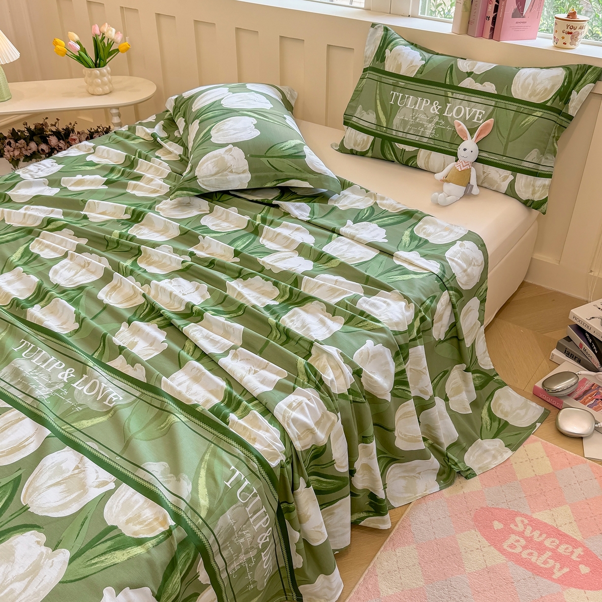 91家纺网 家纺一手货源 找家纺 壹贝家纺 2025新款小清新全棉纯棉印花系列-单床单(喷气工艺)(高品质)(花型持续更新)(接受各种预定尺寸) 铃兰物语