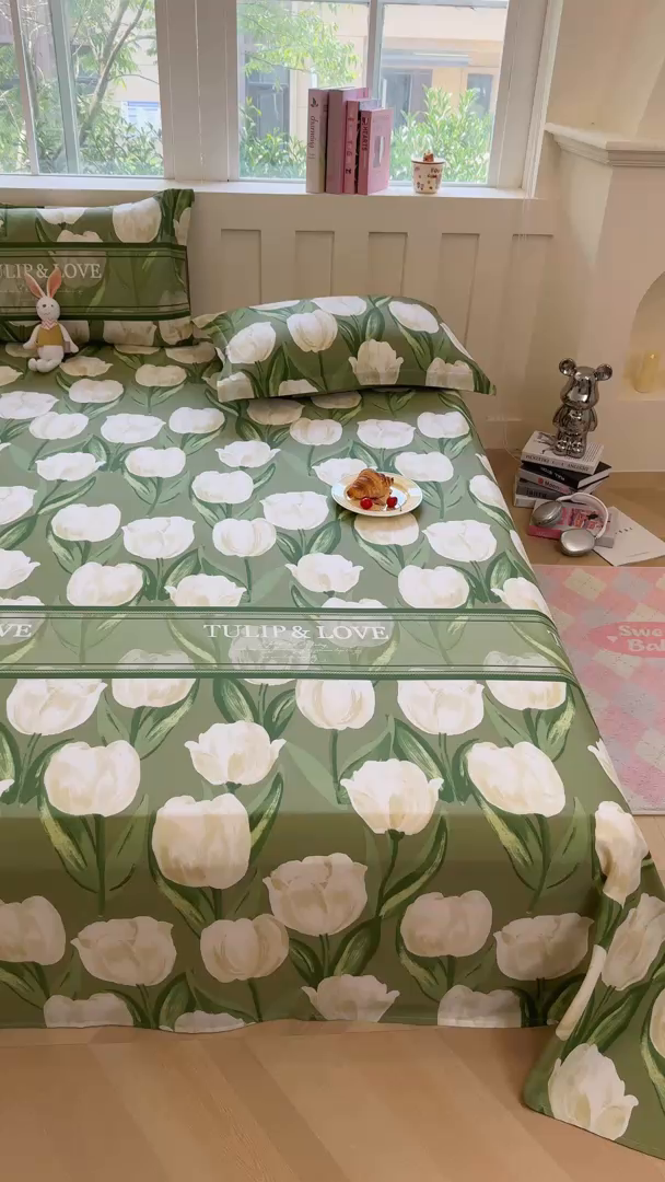 91家纺网 家纺一手货源 找家纺 壹贝家纺 2025新款小清新全棉纯棉印花系列-单床单(喷气工艺)(高品质)(花型持续更新)(接受各种预定尺寸) 铃兰物语