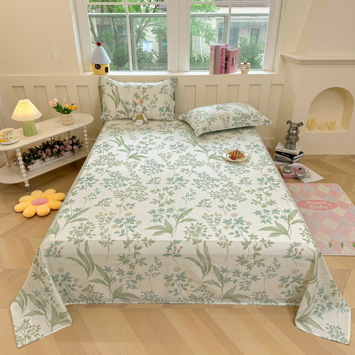 壹贝家纺 2025新款小清新全棉纯棉印花系列-单床单(喷气工艺)(高品质)(花型持续更新)(接受各种预定尺寸) 绿野仙踪