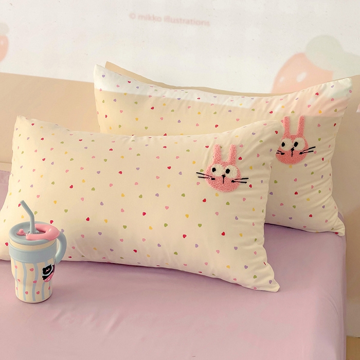 91家纺网 家纺一手货源 找家纺 云木里 2025新款云朵棉毛巾绣印花四件套 大眼萌兔