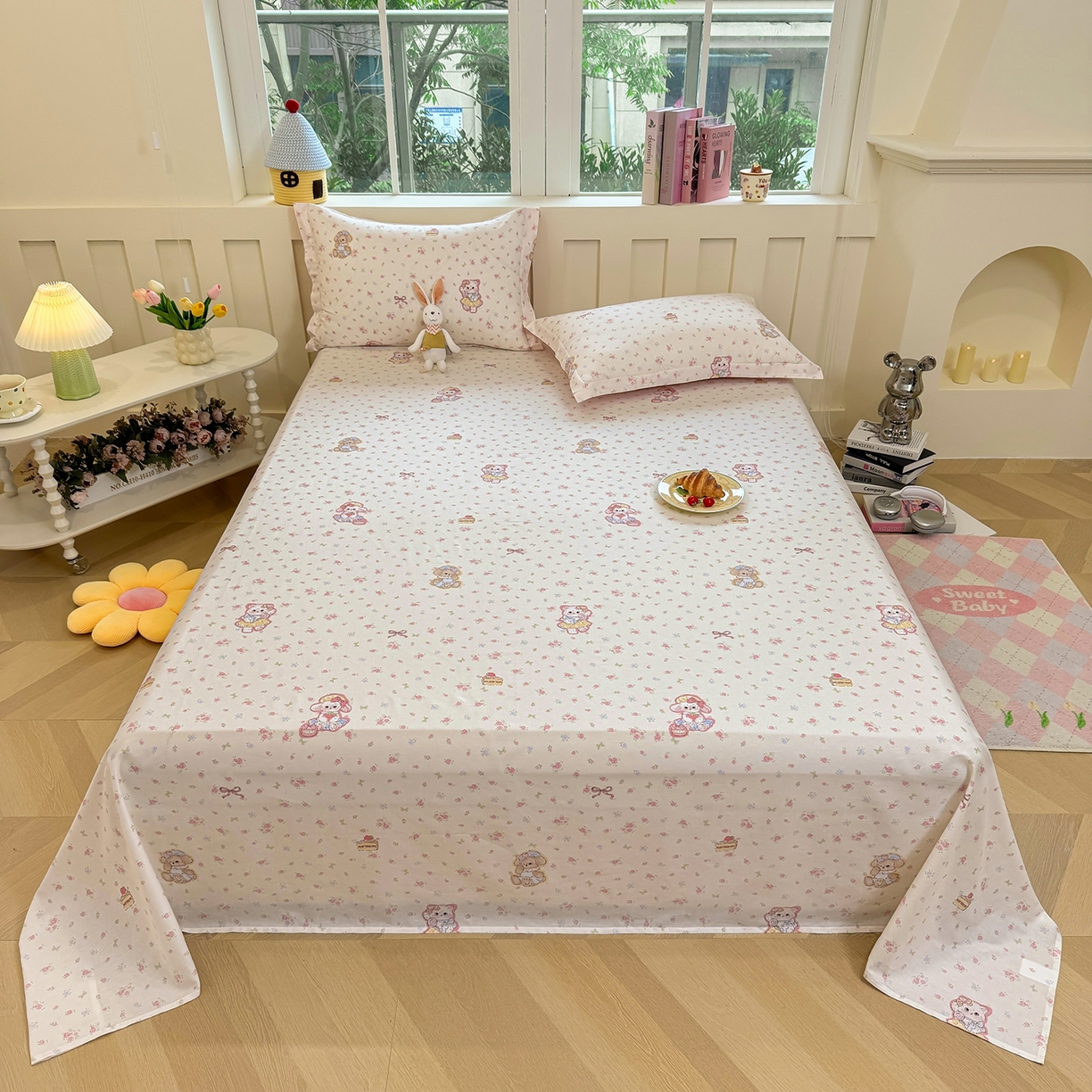 壹贝家纺 2025新款小清新全棉纯棉印花系列-单床单 (喷气工艺)(高品质)(花型持续更新)(接受各种预定尺寸)魔法精灵