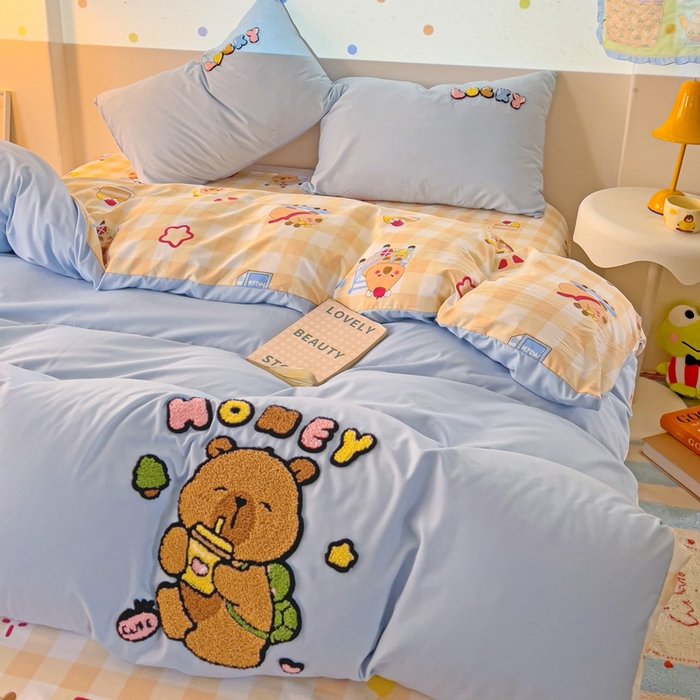 云木里 2025新款云朵棉毛巾绣印花四件套 欢乐的卡皮