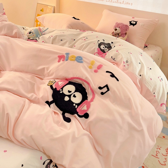 91家纺网 家纺一手货源 找家纺 云木里 2025新款云朵棉毛巾绣印花四件套 音乐煤球