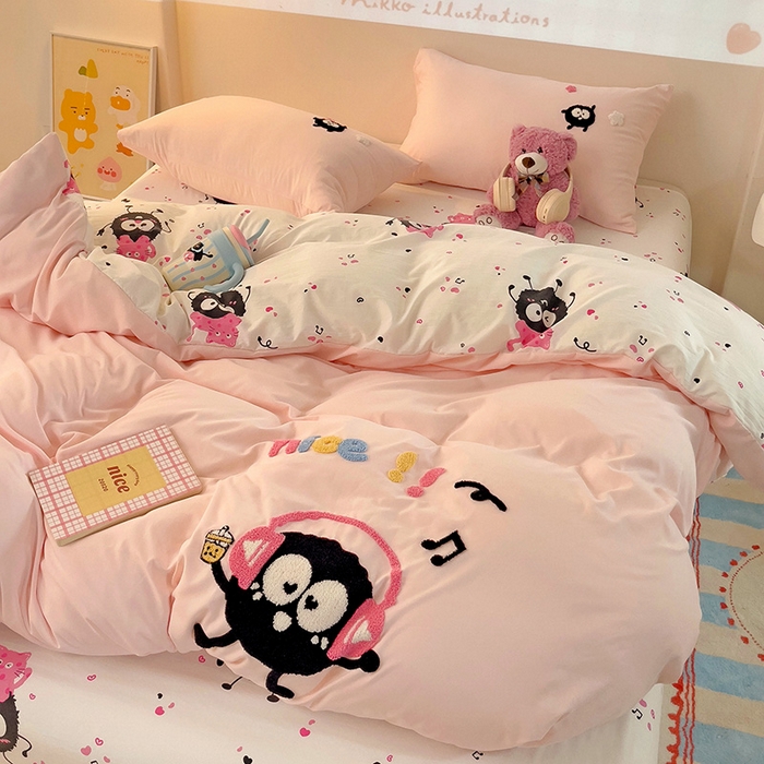 云木里 2025新款云朵棉毛巾绣印花四件套 音乐煤球