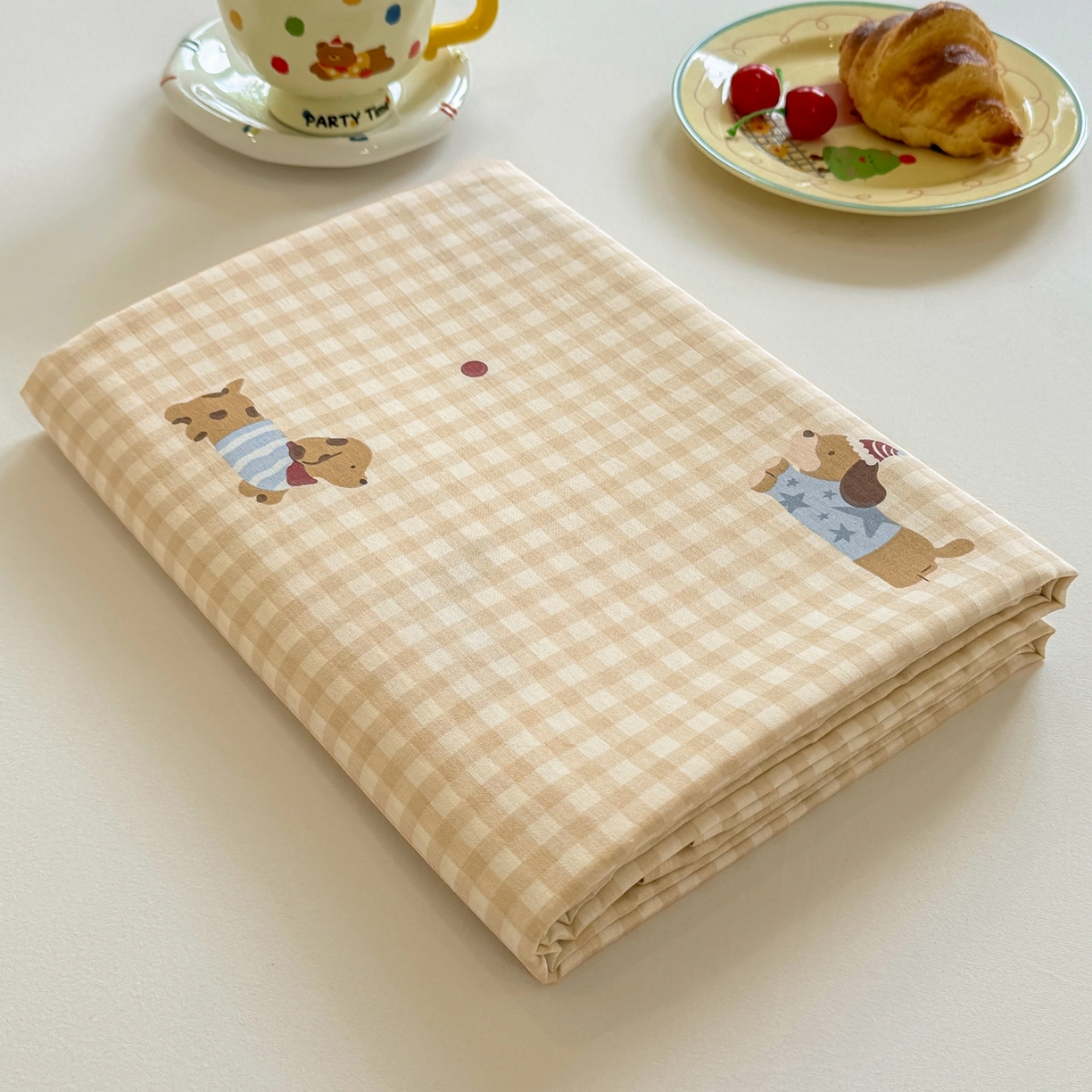 91家纺网 家纺一手货源 找家纺 壹贝家纺 2025新款小清新全棉纯棉印花系列-单床单(喷气工艺)(高品质)(花型持续更新)(接受各种预定尺寸) 俏皮狗