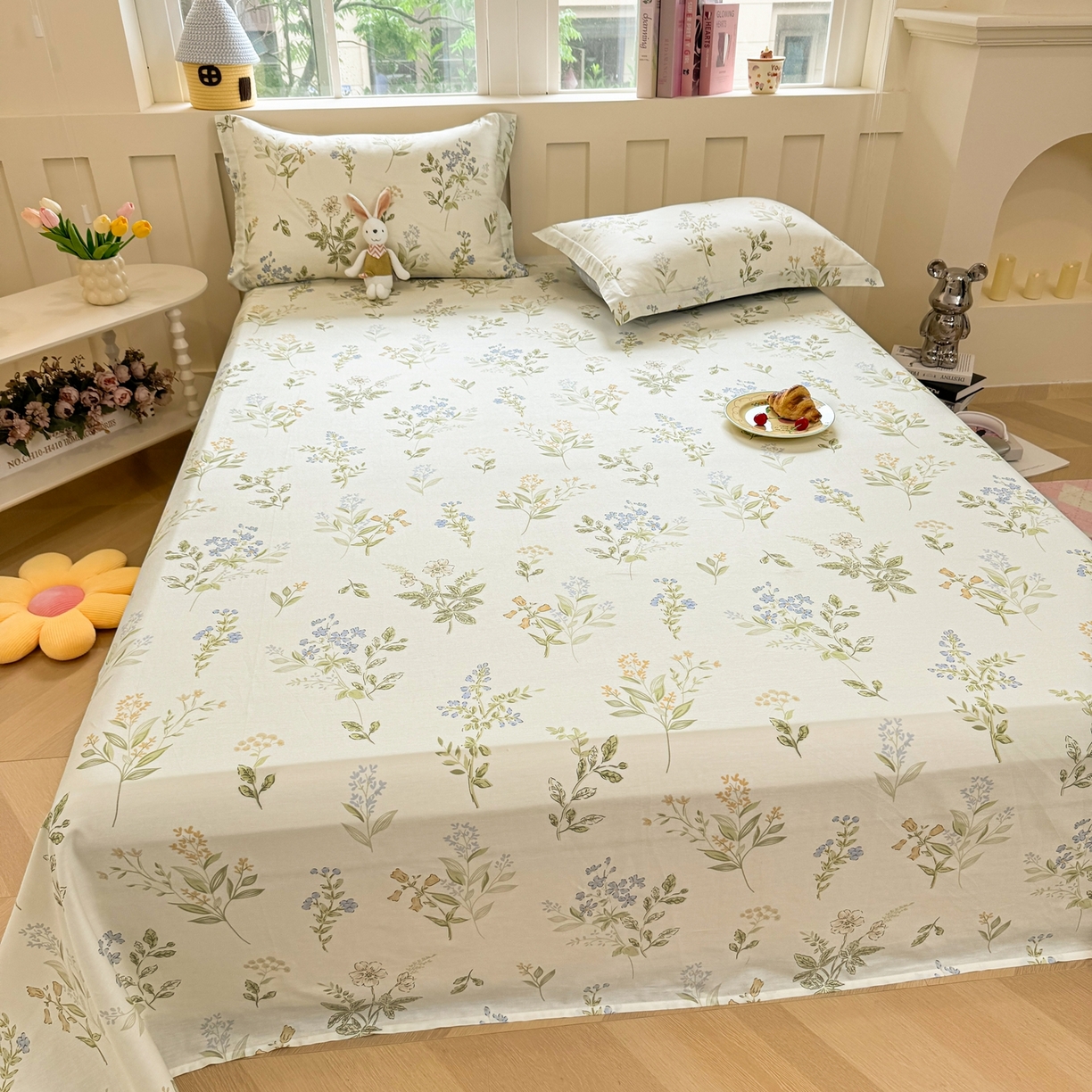 91家纺网 家纺一手货源 找家纺 壹贝家纺 2025新款小清新全棉纯棉印花系列-单床单 沁园春